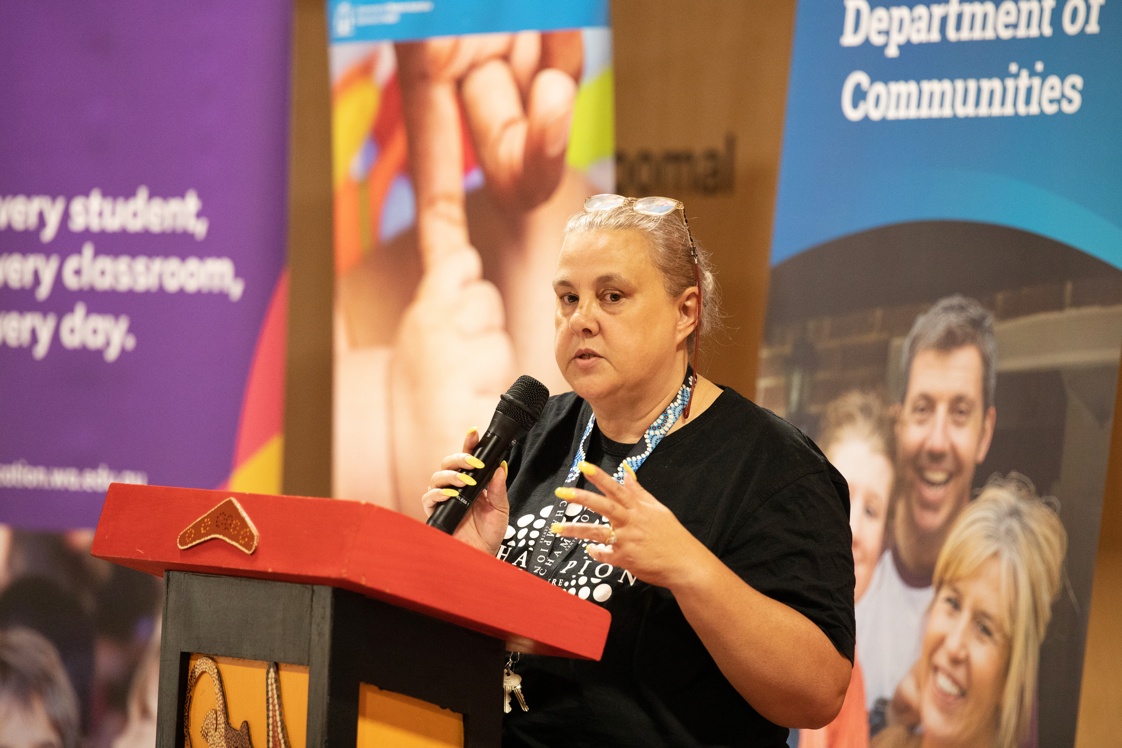 City of Armadale Aboriginal Development Coordinator Jodie Clarke speaking to audience