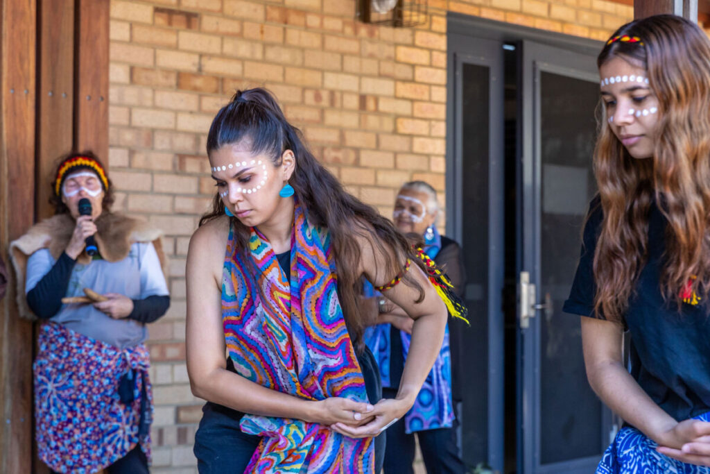 Members of the Middar Yorgas (Grandmothers/Aunties) Dance Group performed traditional cleansing and berry picking dances.