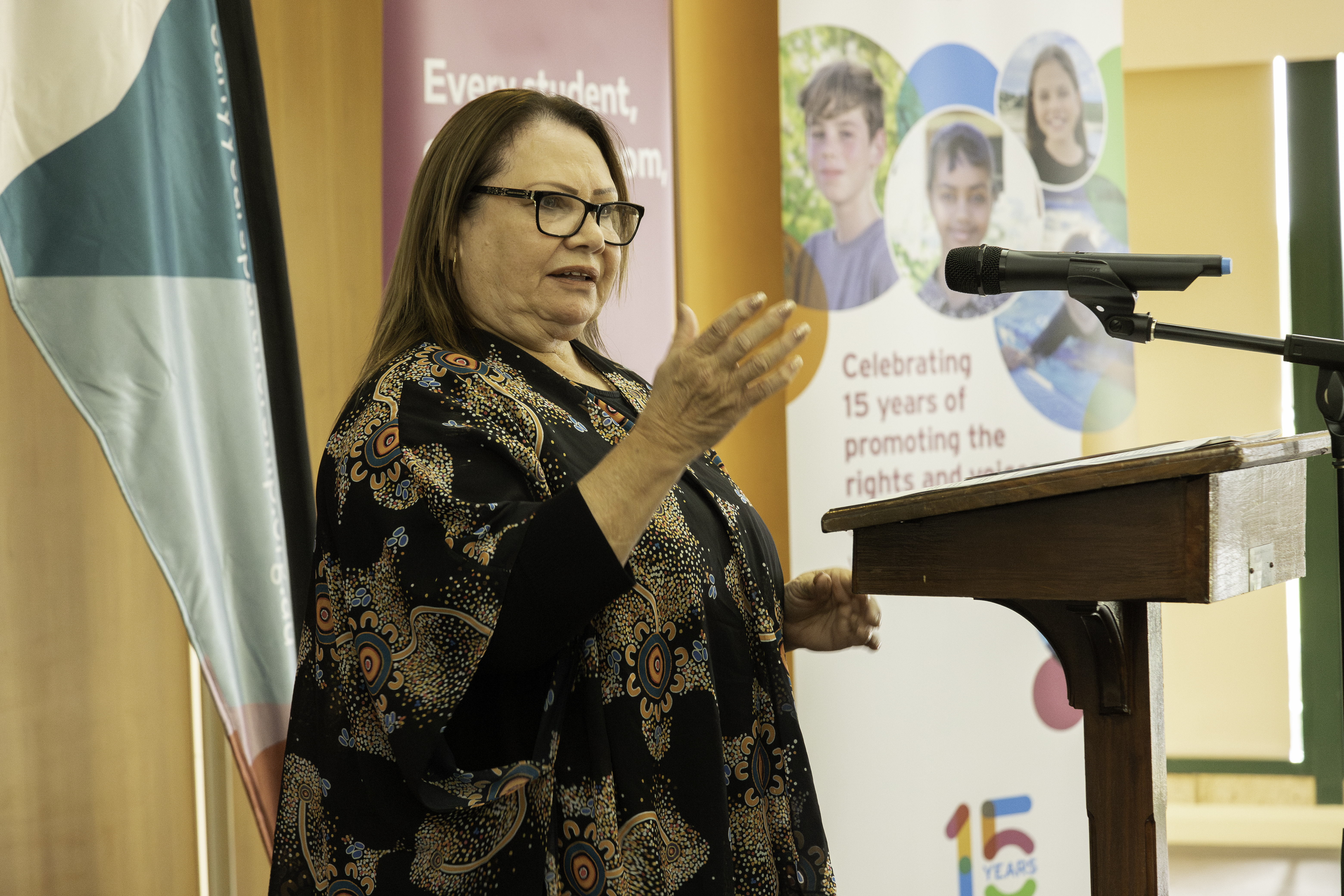 Julie Hayden speaking at launch event